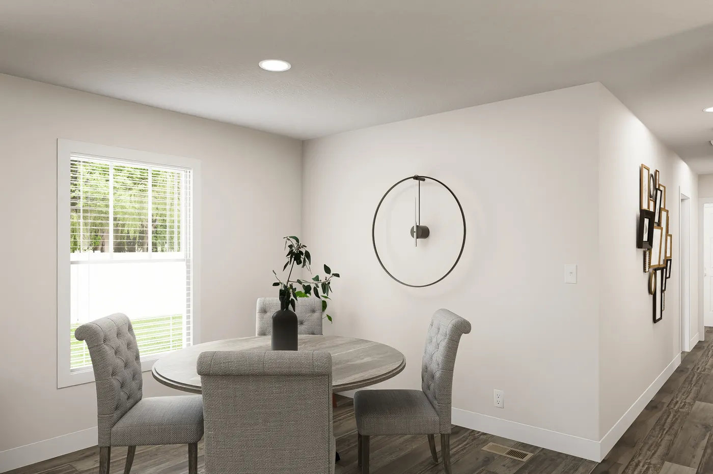 The 6028-MS067-3 HUNTINGTON Dining Room. This Manufactured Mobile Home features 4 bedrooms and 2 baths.