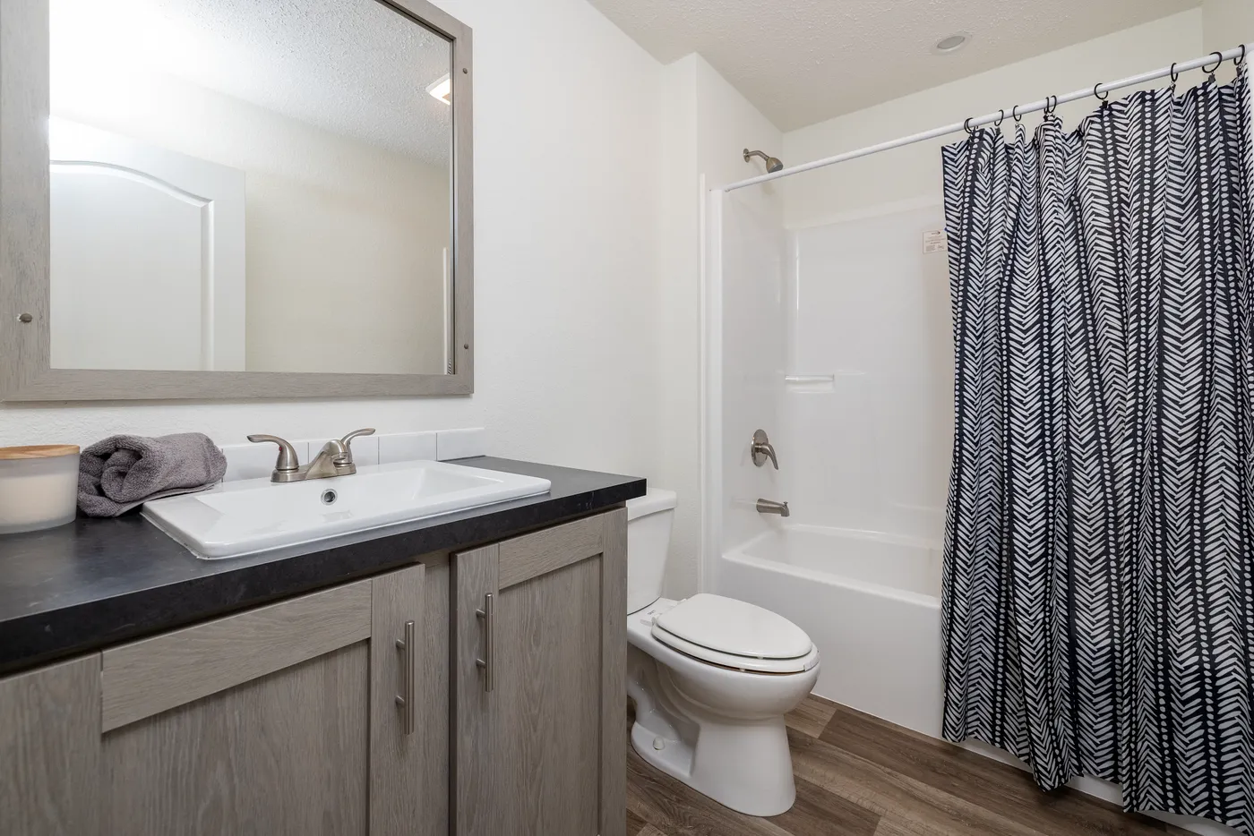 The ROOSEVELT MOD Guest Bathroom. This Modular Home features 3 bedrooms and 2 baths.