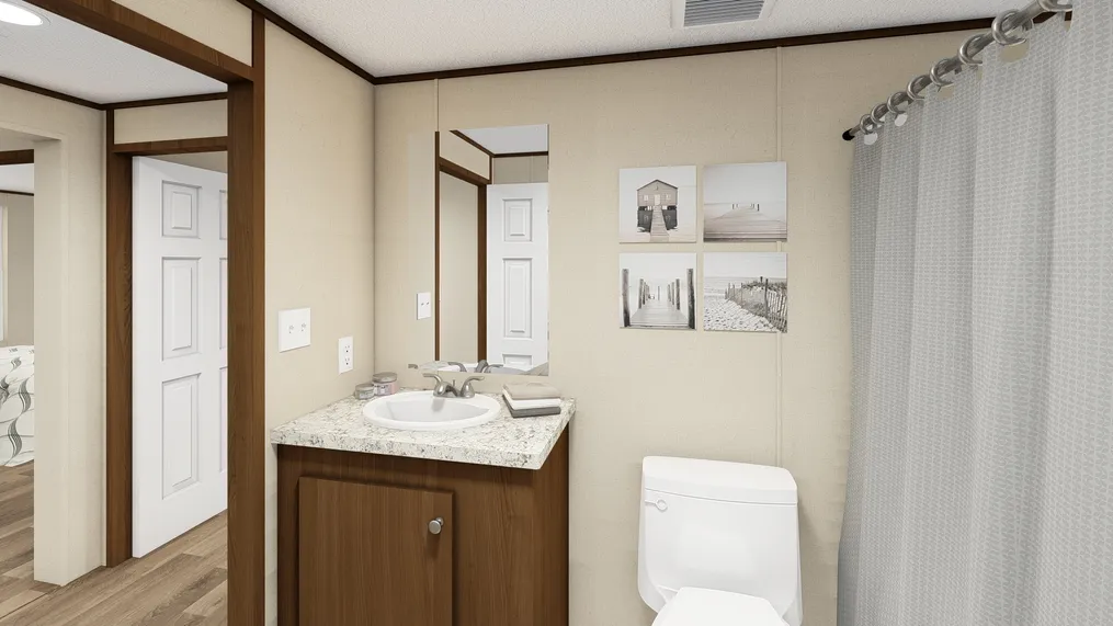 The MARVEL 4 Guest Bathroom. This Manufactured Mobile Home features 4 bedrooms and 2 baths.