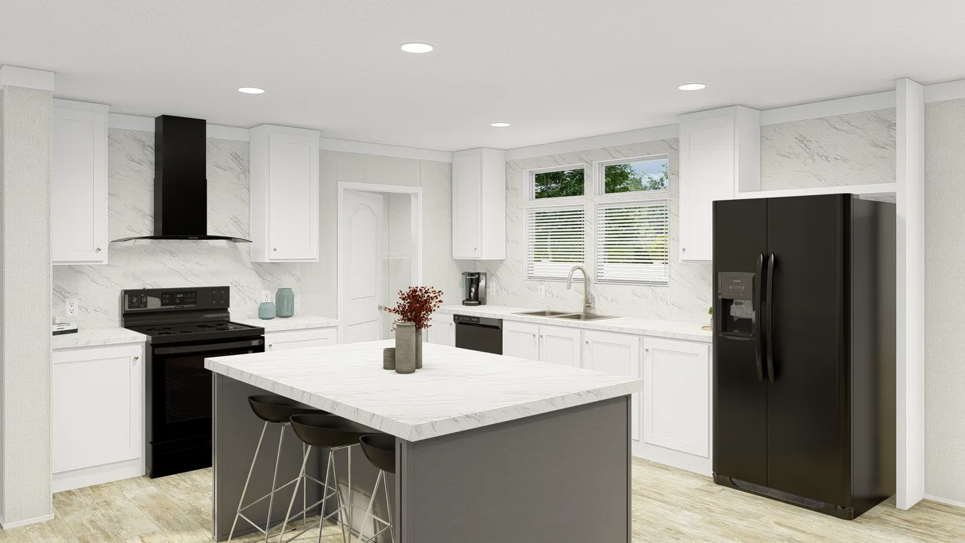 The GRAND LIVING 76 Kitchen. This Manufactured Mobile Home features 4 bedrooms and 2 baths.