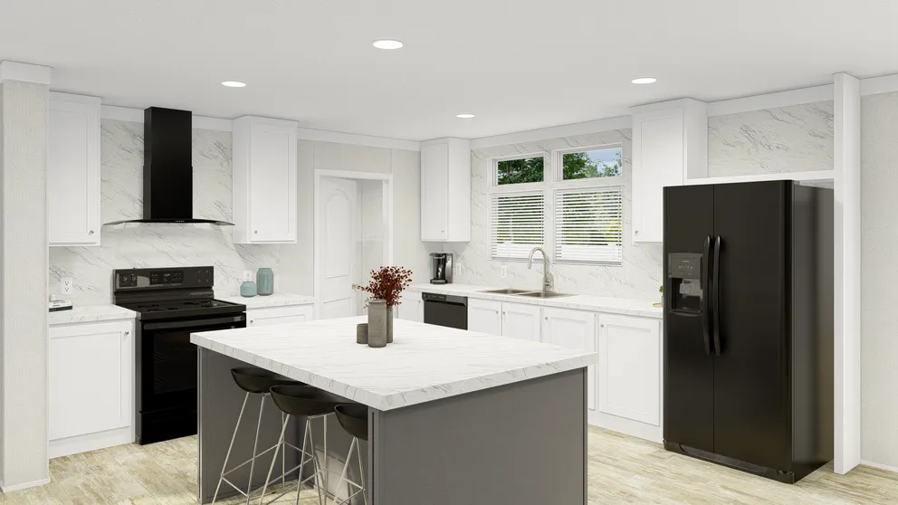 The GRAND LIVING 76 Kitchen. This Manufactured Mobile Home features 4 bedrooms and 2 baths.