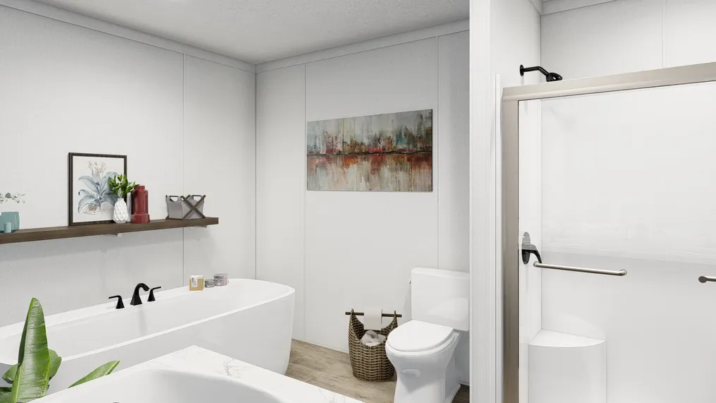 The THE FUSION C Primary Bathroom. This Manufactured Mobile Home features 3 bedrooms and 2 baths.