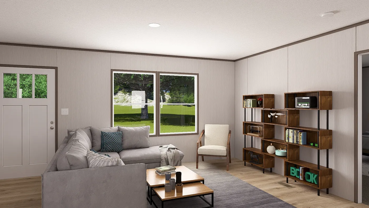 The ULTRA PRO 3 BR 28X56 Living Room. This Manufactured Mobile Home features 3 bedrooms and 2 baths.