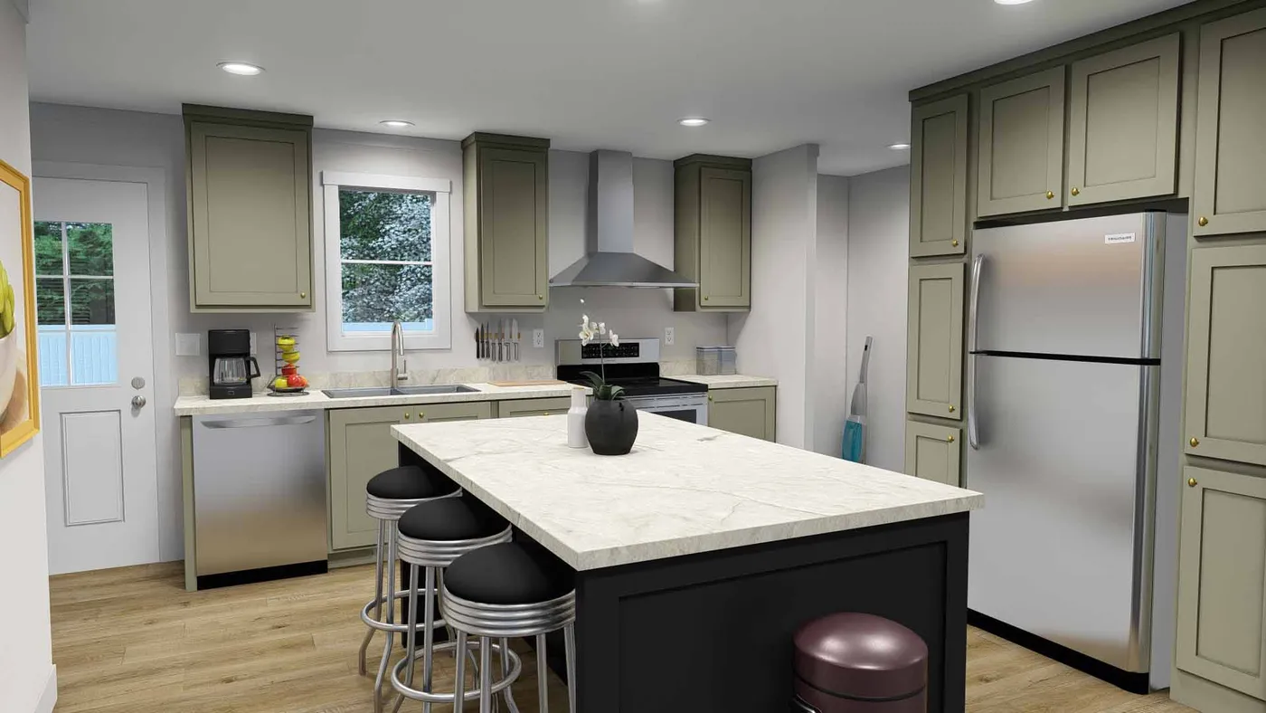 The SWEET DREAMS Kitchen. This Manufactured Mobile Home features 3 bedrooms and 2 baths.