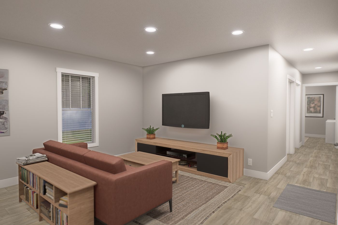 The RIGHT CHOICE 106 Living Room. This Manufactured Mobile Home features 3 bedrooms and 2 baths.
