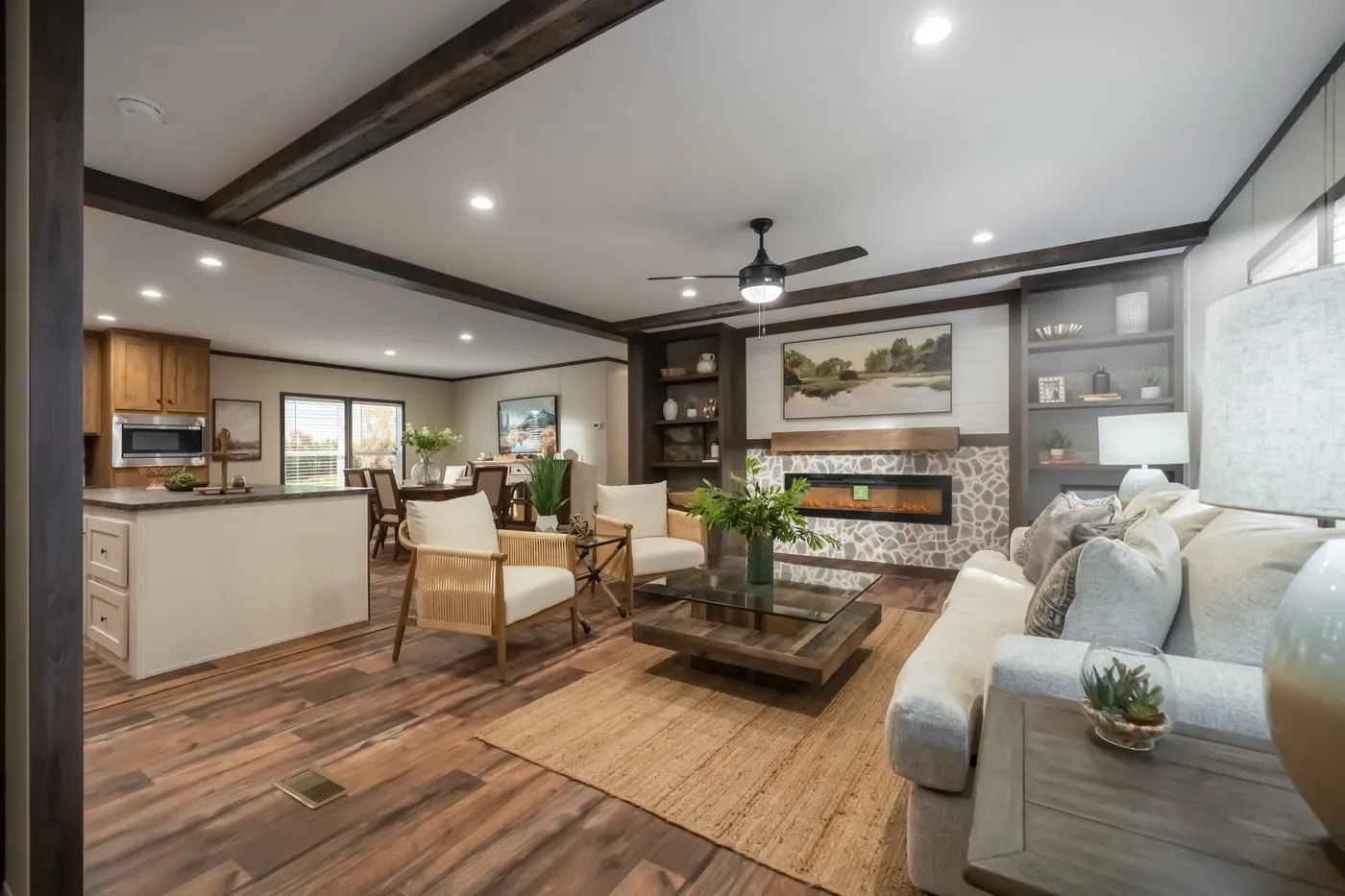 The MOUNTAIN VIEW Living Room. This Manufactured Mobile Home features 3 bedrooms and 2 baths.