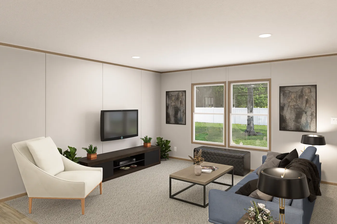 The THE EAGLE 52 Living Room. This Manufactured Mobile Home features 3 bedrooms and 2 baths.