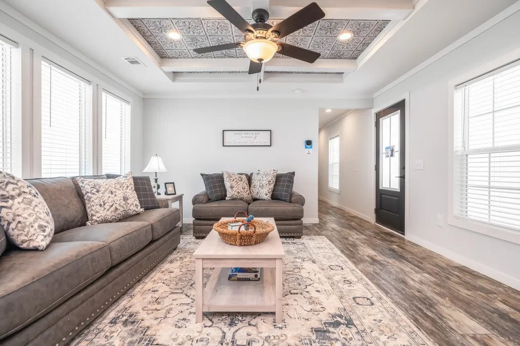The THE DEWEY Living Room. This Manufactured Mobile Home features 3 bedrooms and 2 baths.