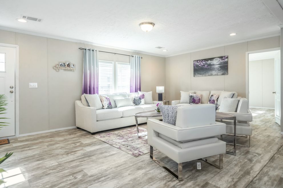 The STELLA Living Room. This Manufactured Mobile Home features 3 bedrooms and 2 baths.
