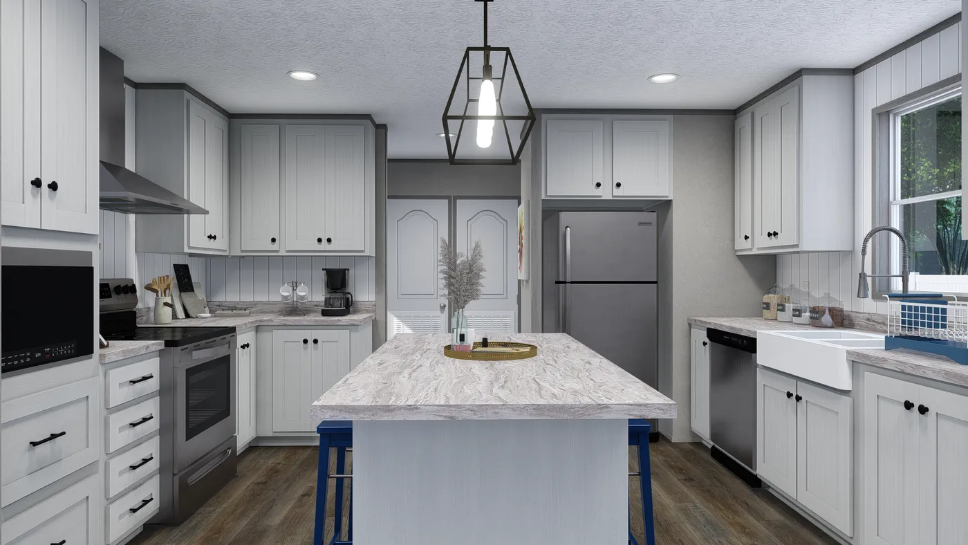 The EMERALD Kitchen. This Manufactured Mobile Home features 3 bedrooms and 2 baths.