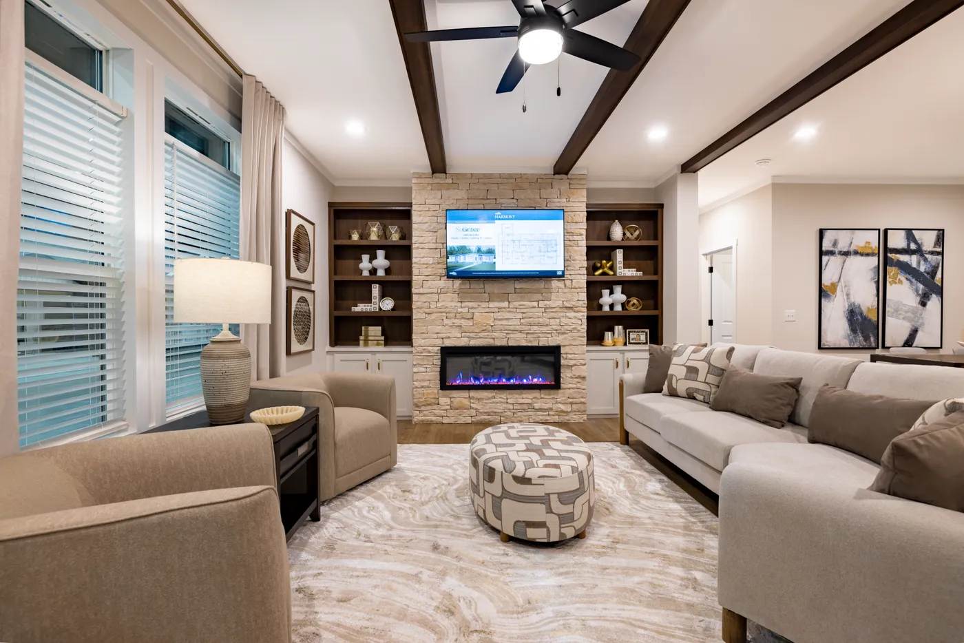 The SAVOR Living Room. This Manufactured Mobile Home features 3 bedrooms and 2 baths.