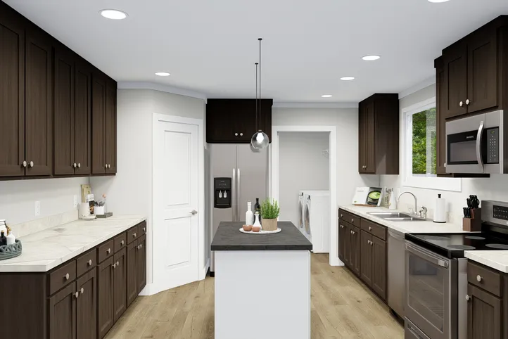 The SANTA FE 684A Kitchen. This Manufactured Mobile Home features 4 bedrooms and 2 baths.