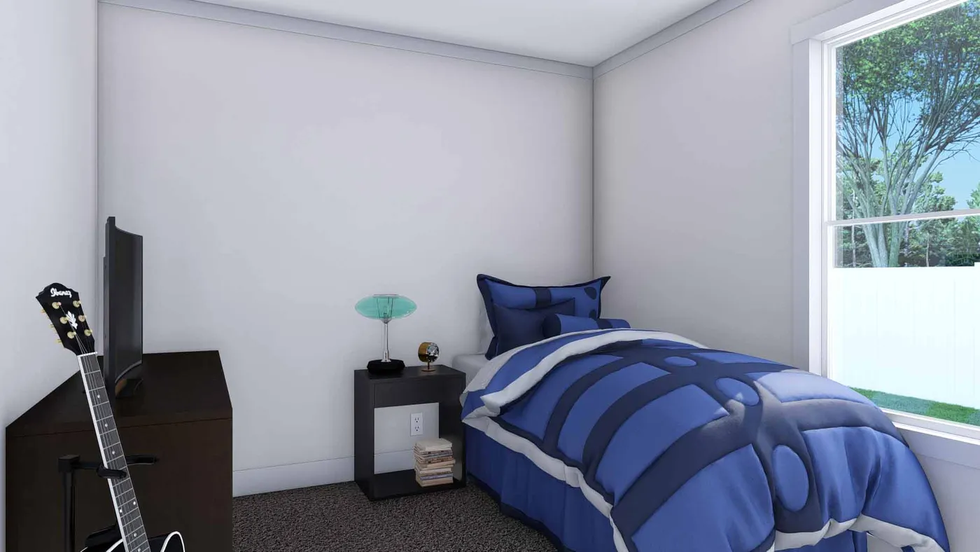 The YELLOW SUBMARINE Guest Bedroom. This Manufactured Mobile Home features 5 bedrooms and 2 baths.