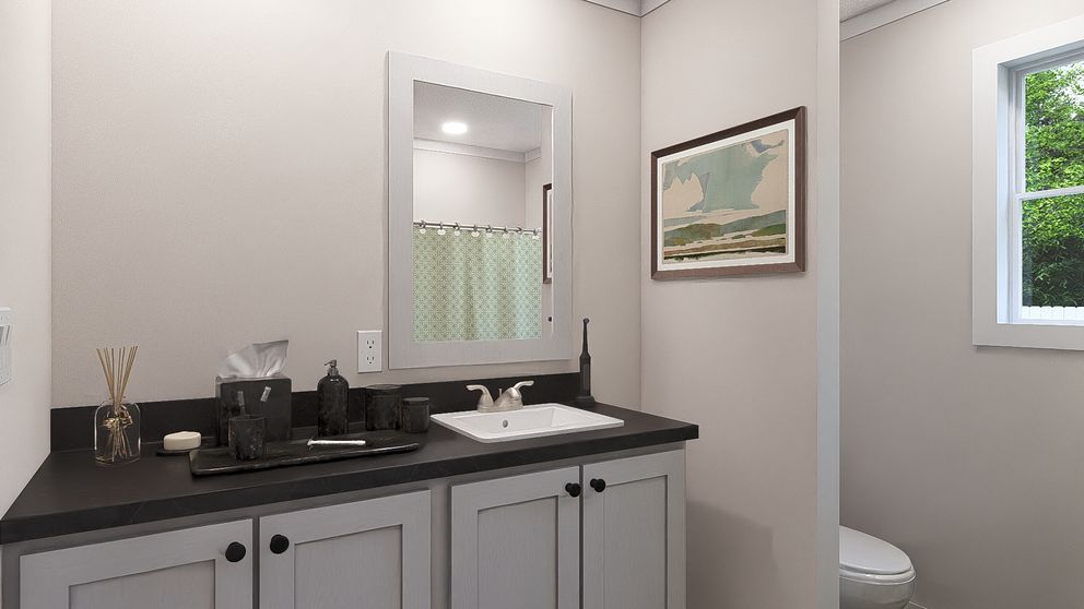 The HEY JUDE Guest Bathroom. This Manufactured Mobile Home features 4 bedrooms and 2 baths.