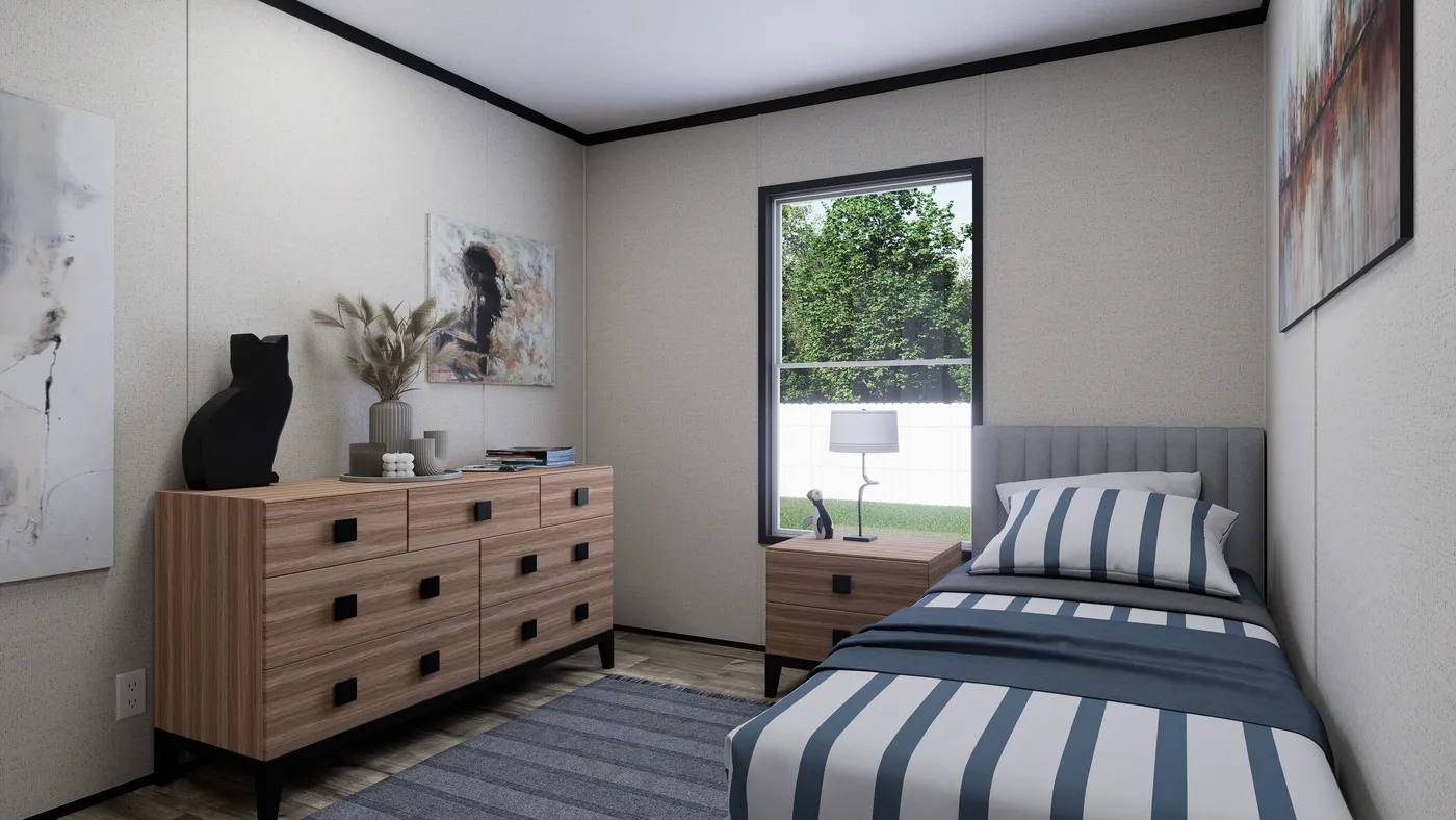 The THE MOUNTAINEER 52 Bedroom. This Manufactured Mobile Home features 3 bedrooms and 2 baths.