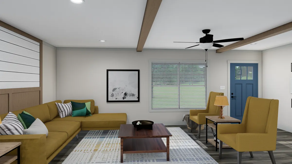 The FARM 3 FLEX ELITE DEN Living Room. This Manufactured Mobile Home features 3 bedrooms and 2 baths.