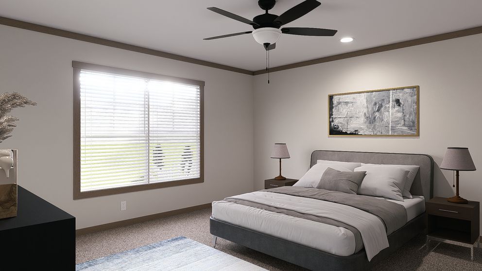 The FARM 4 FLEX ELITE Primary Bedroom. This Manufactured Mobile Home features 4 bedrooms and 3 baths.