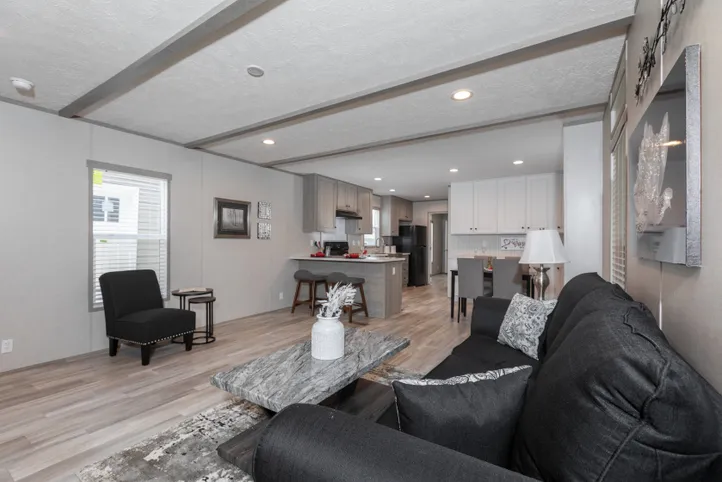 The THE ANNIVERSARY 76 Living Room. This Manufactured Mobile Home features 3 bedrooms and 2 baths.