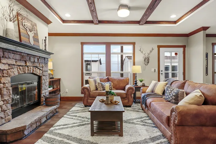 The THE DURANGO Living Room. This Manufactured Mobile Home features 3 bedrooms and 2 baths.