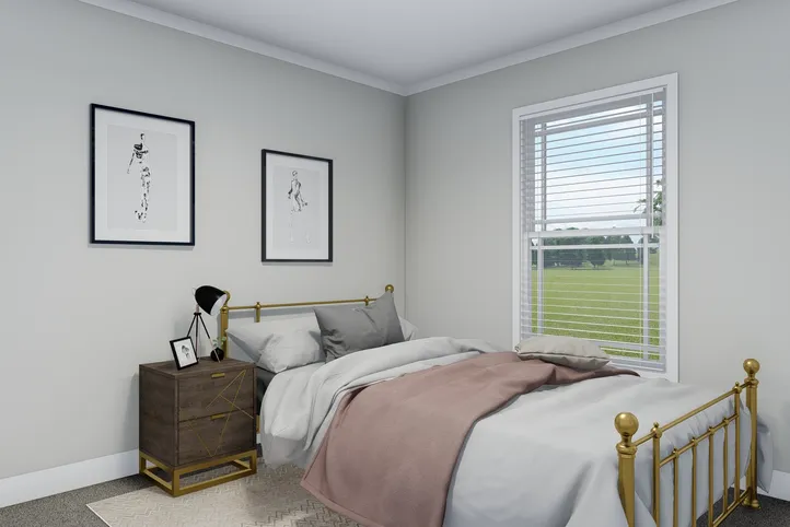 The THE BREEZE Bedroom. This Manufactured Mobile Home features 3 bedrooms and 2 baths.