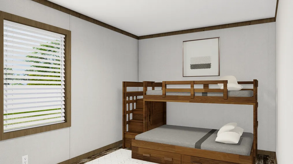 The HOMESTEAD BREEZE Bedroom. This Manufactured Mobile Home features 4 bedrooms and 2 baths.