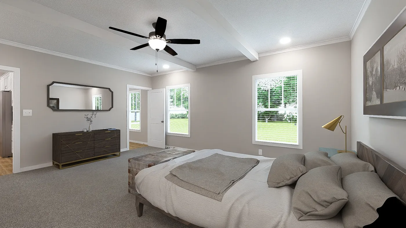 The THE HEXAGON Primary Bedroom. This Manufactured Mobile Home features 4 bedrooms and 3 baths.