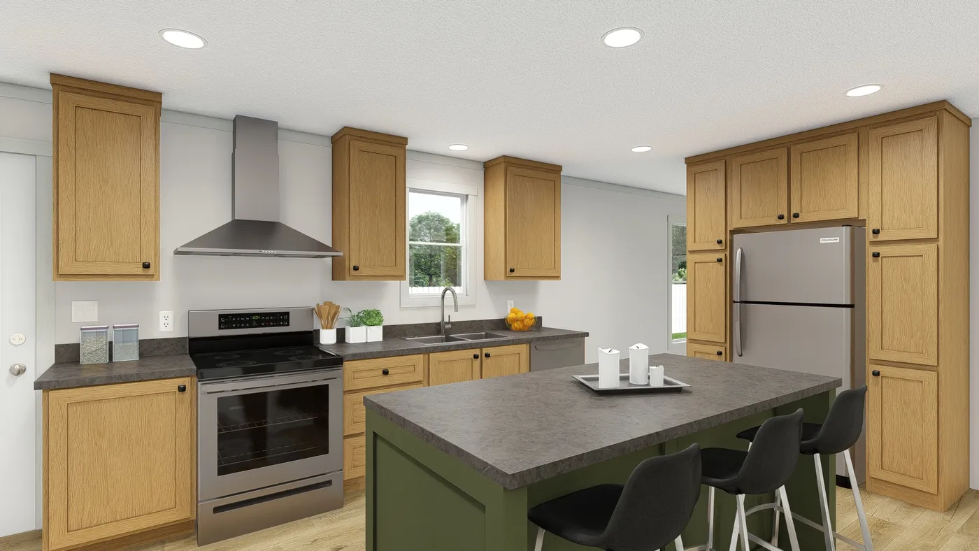 The 2007 "UNDER PRESSURE" 4828 Kitchen. This Manufactured Mobile Home features 3 bedrooms and 2 baths.