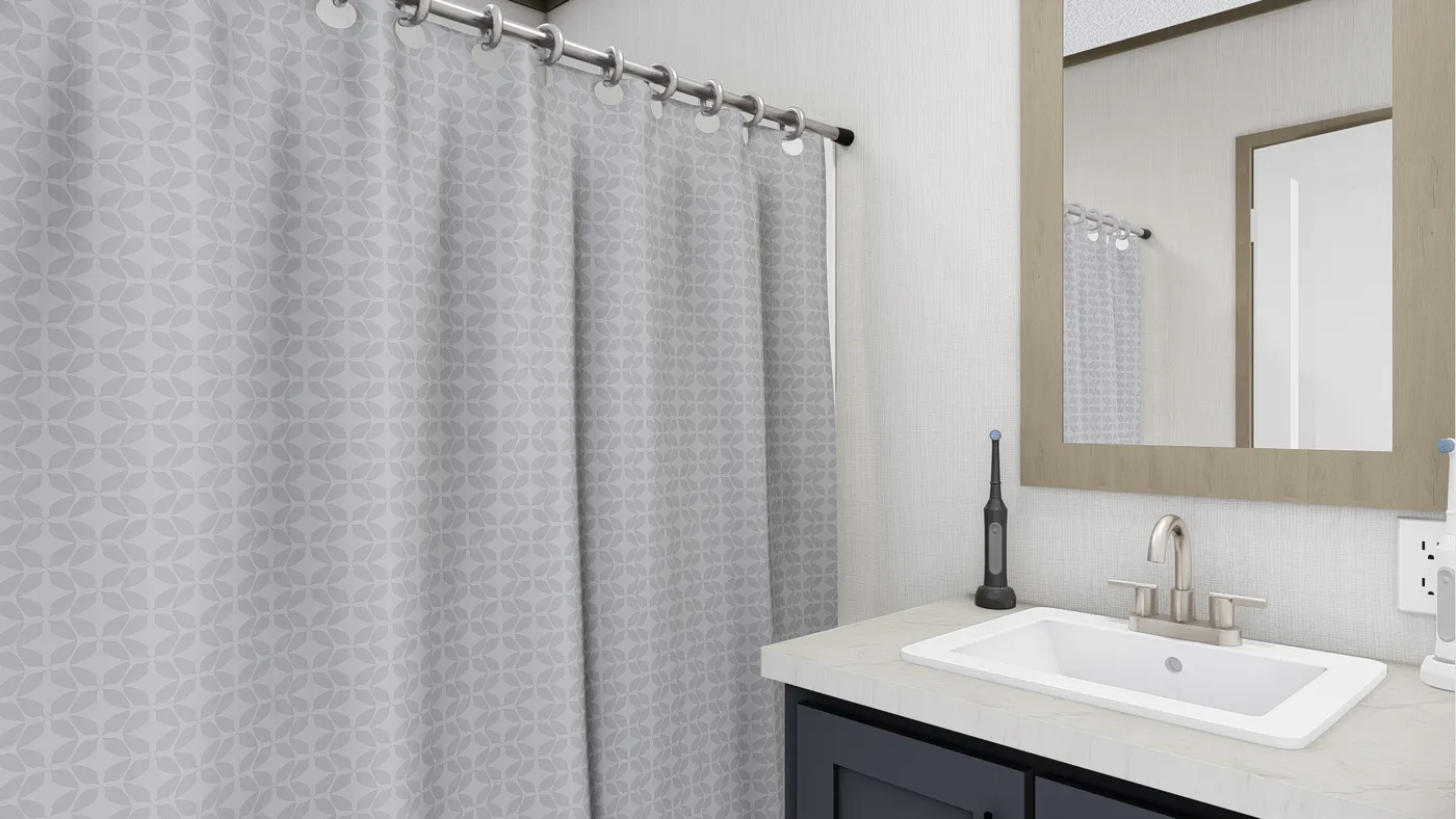 The MAGELLAN Primary Bathroom. This Manufactured Mobile Home features 3 bedrooms and 2 baths.