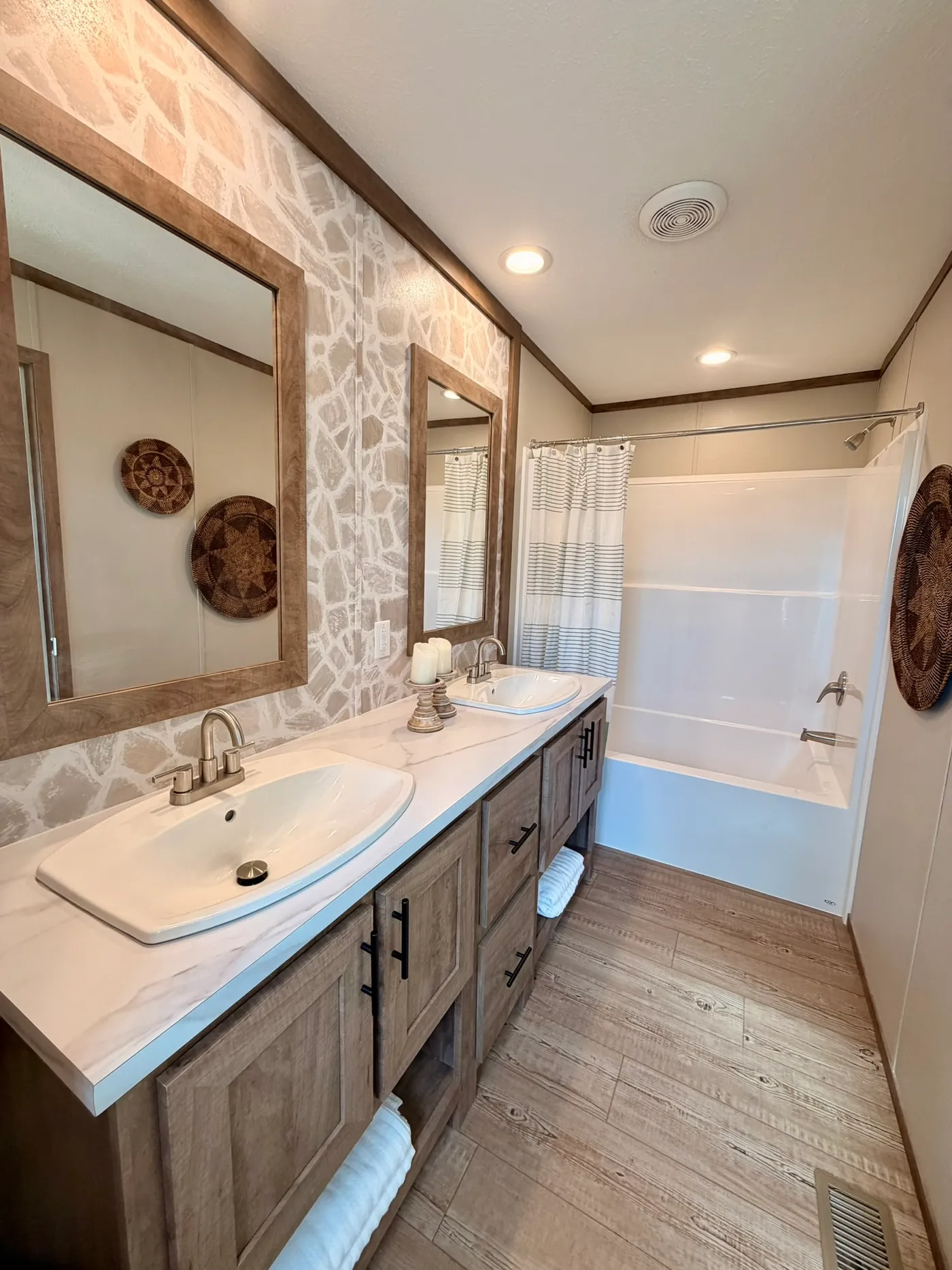 The HUDSON Primary Bathroom. This Manufactured Mobile Home features 3 bedrooms and 2 baths.