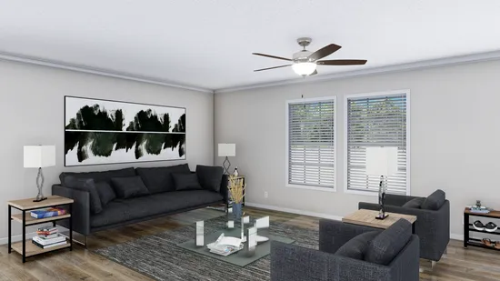 The BIG EASY M001 Living Room. This Modular Home features 4 bedrooms and 2 baths.