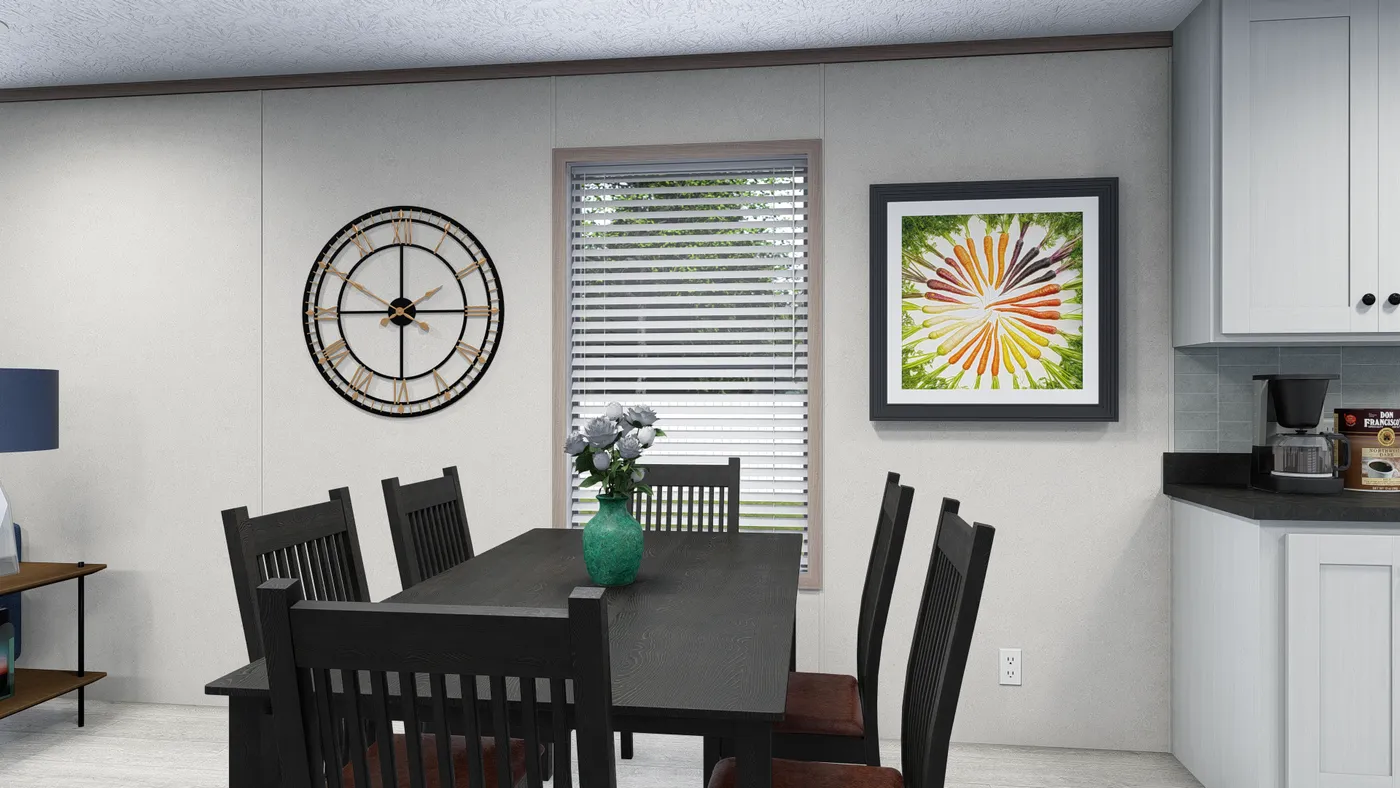 The 5624-E744 THE PULSE Dining Room. This Manufactured Mobile Home features 3 bedrooms and 2 baths.