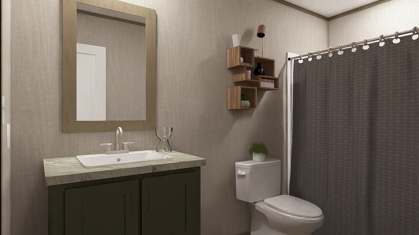 The EVEREST Guest Bathroom. This Manufactured Mobile Home features 4 bedrooms and 2 baths.