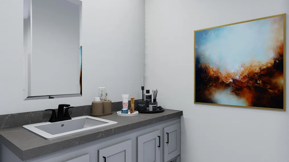 The BRYCE Guest Bathroom. This Manufactured Mobile Home features 3 bedrooms and 2 baths.