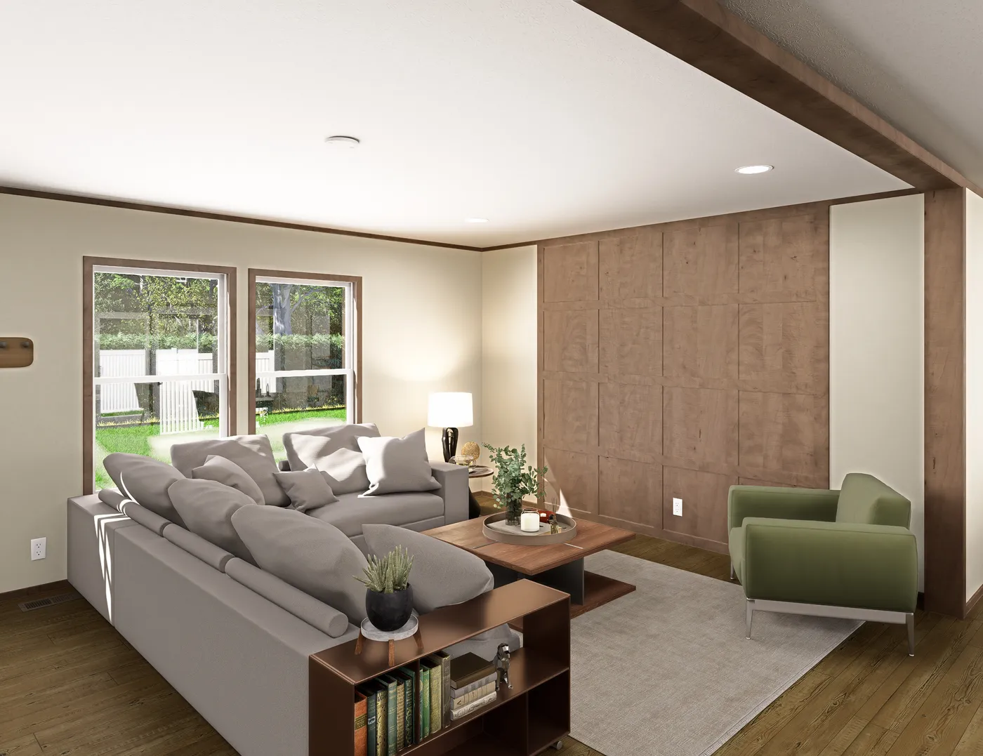 The MOROCCO Living Room. This Manufactured Mobile Home features 4 bedrooms and 2 baths.