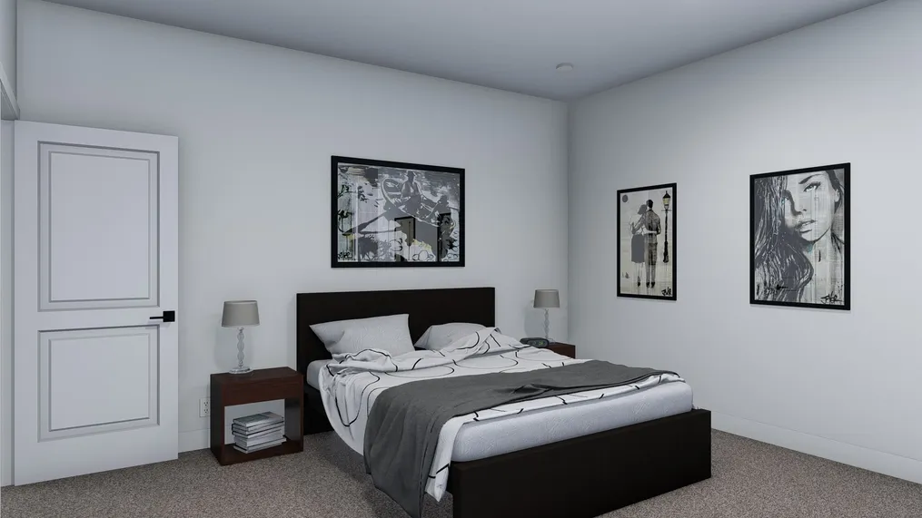 The BRYCE Primary Bedroom. This Manufactured Mobile Home features 3 bedrooms and 2 baths.