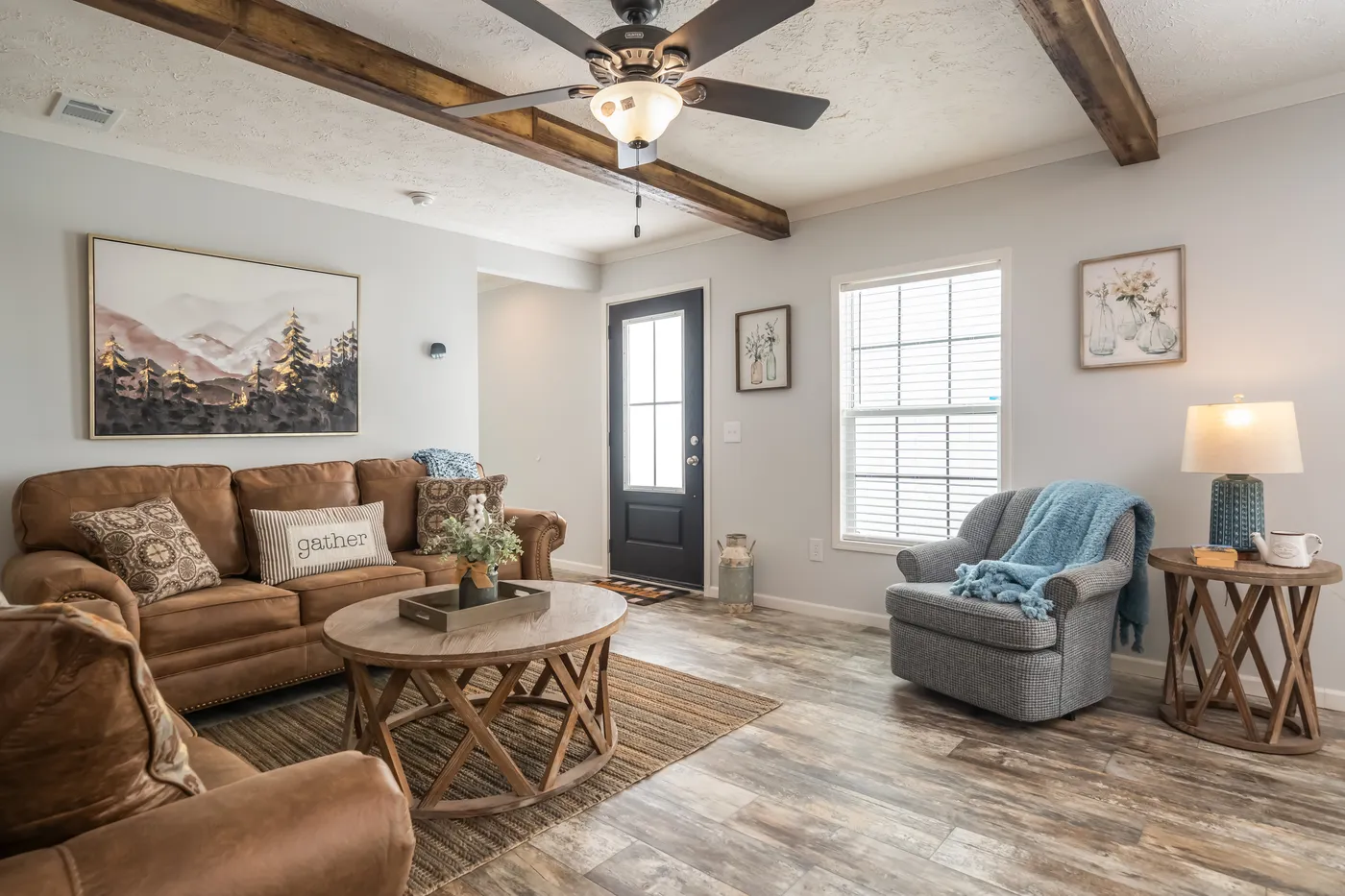 The THE MERCER Living Room. This Manufactured Mobile Home features 3 bedrooms and 2 baths.