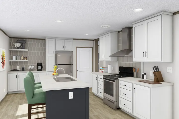 The RAINIER Kitchen. This Manufactured Mobile Home features 4 bedrooms and 3 baths.
