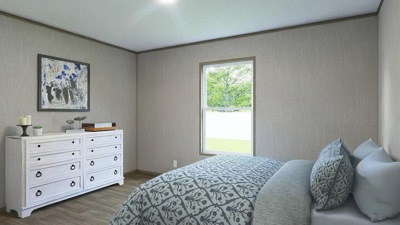 The EVEREST Guest Bedroom. This Manufactured Mobile Home features 4 bedrooms and 2 baths.