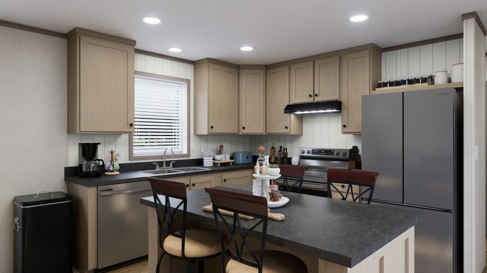 The 5616-CC01 CORNERSTONE 56 Kitchen. This Manufactured Mobile Home features 2 bedrooms and 2 baths.