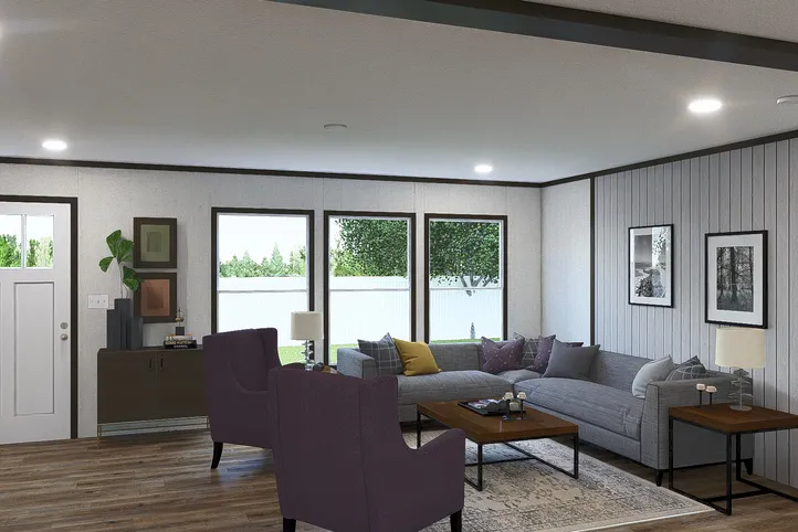 The EMPOWER Living Room. This Manufactured Mobile Home features 4 bedrooms and 2 baths.