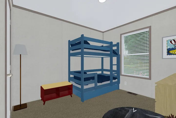 The 5628-E787 THE PULSE Guest Bedroom. This Manufactured Mobile Home features 3 bedrooms and 2 baths.
