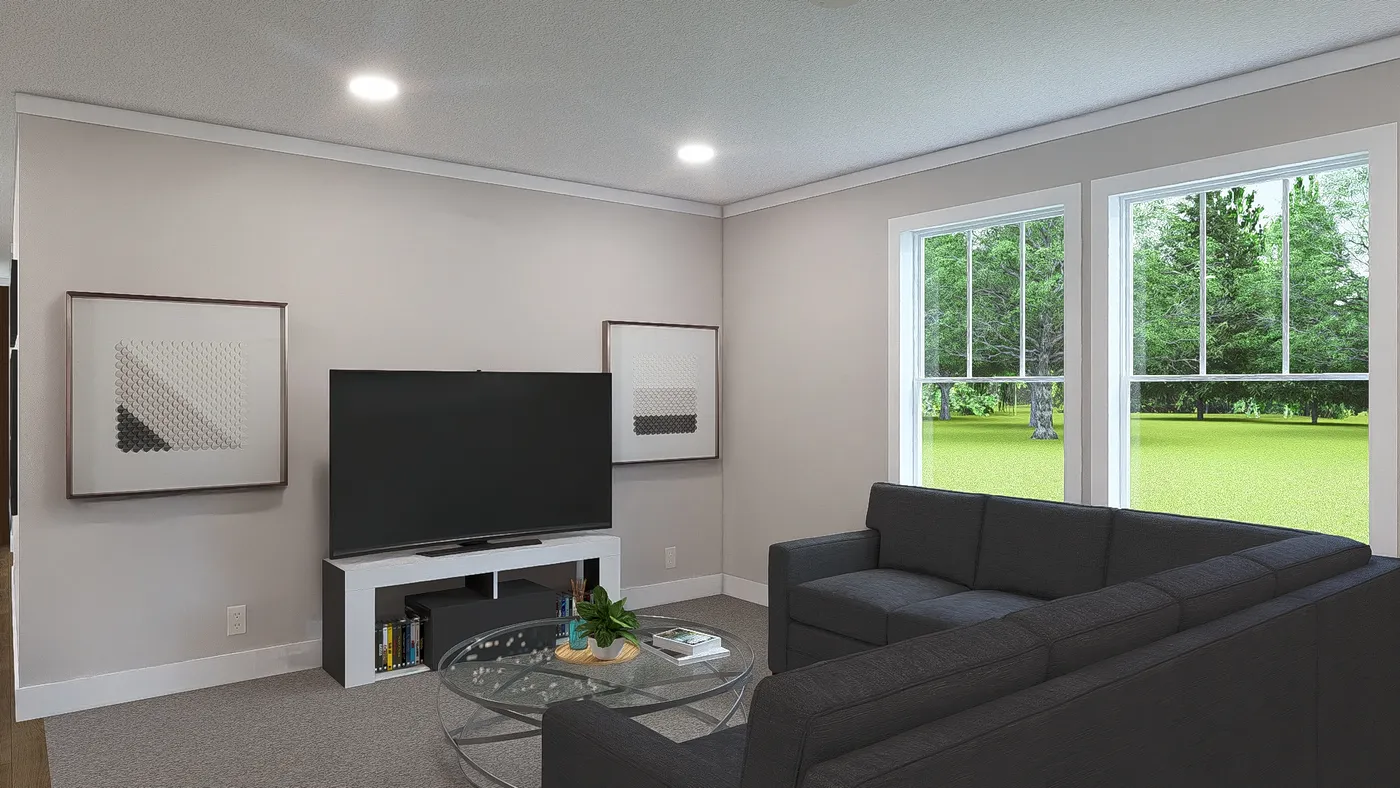 The MY GIRL Living Room. This Manufactured Mobile Home features 3 bedrooms and 2 baths.