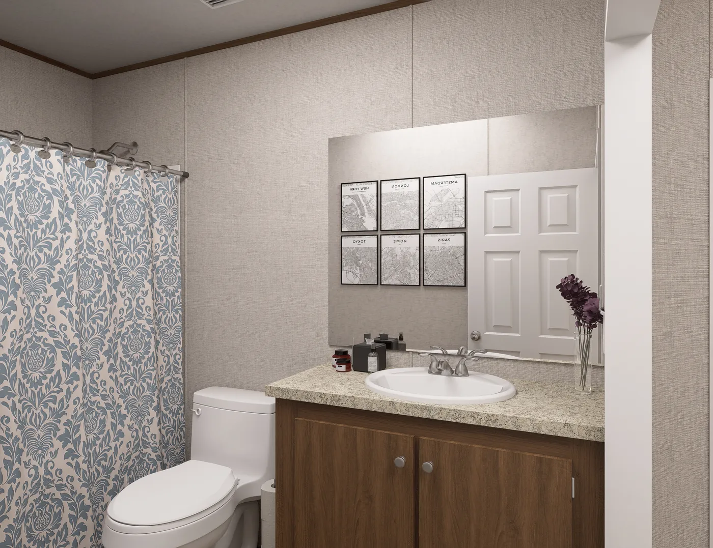 The ELM Primary Bathroom. This Manufactured Mobile Home features 2 bedrooms and 1 bath.