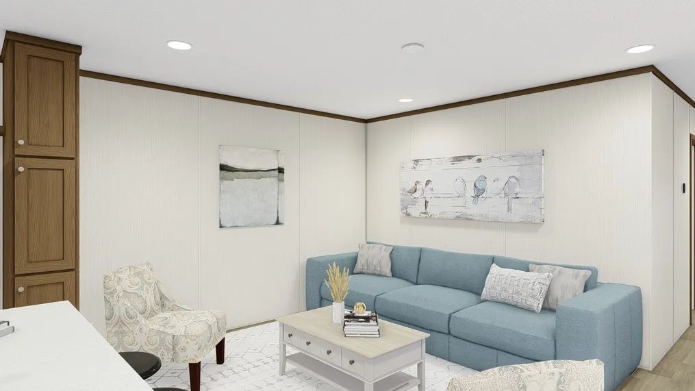 The INTUITION Living Room. This Manufactured Mobile Home features 3 bedrooms and 2 baths.