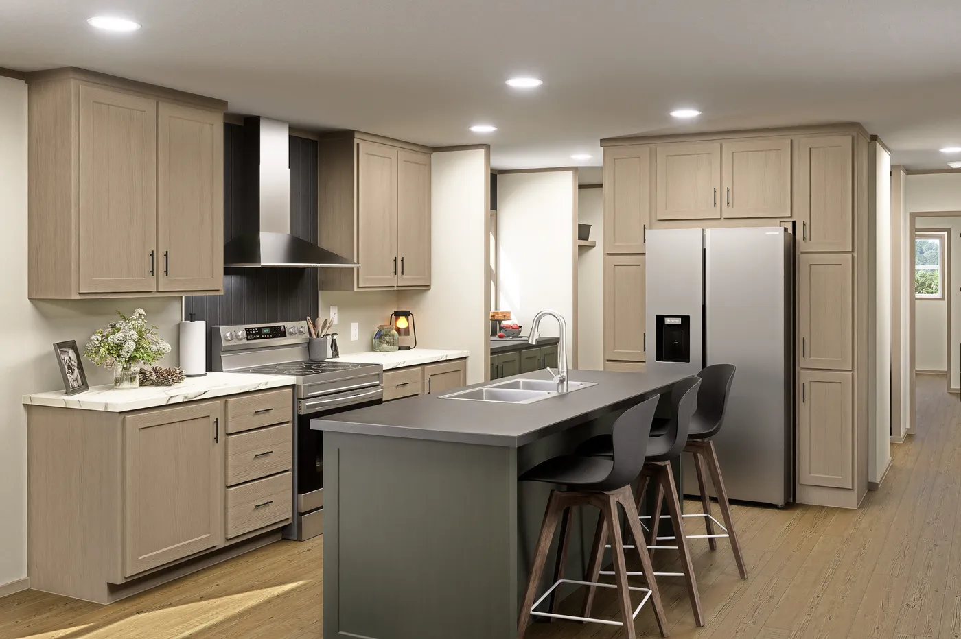 The MARINER Kitchen. This Manufactured Mobile Home features 3 bedrooms and 2 baths.