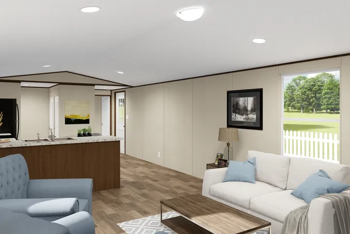 The GLORY Living Room. This Manufactured Mobile Home features 3 bedrooms and 2 baths.