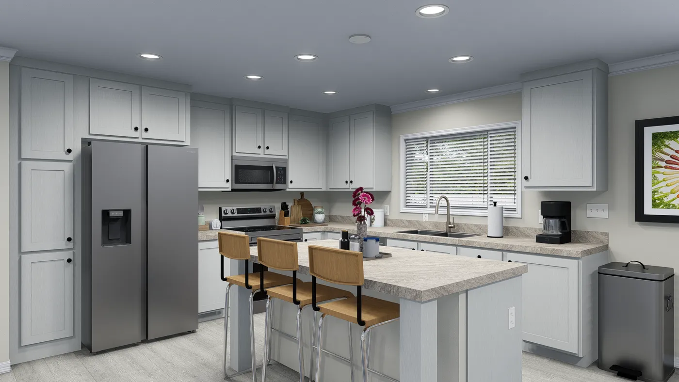 The 5425 "RIDGE" 7628 Kitchen. This Manufactured Mobile Home features 4 bedrooms and 2 baths.