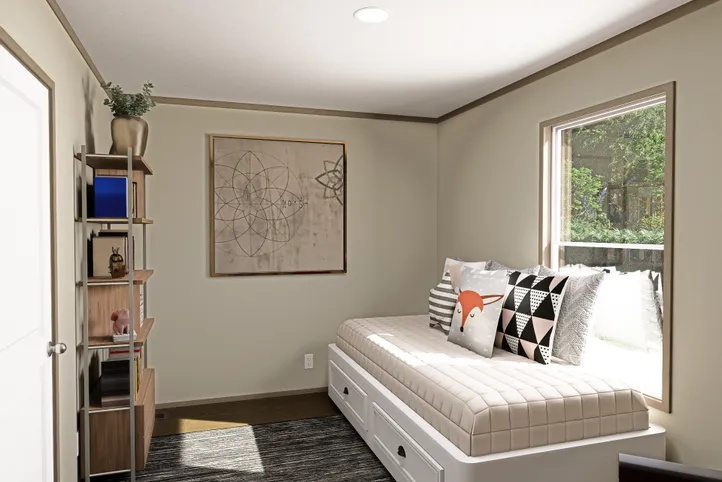 The RAINIER Guest Bedroom. This Manufactured Mobile Home features 4 bedrooms and 3 baths.
