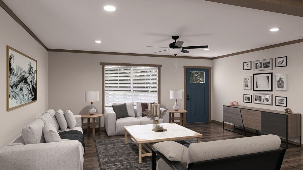 The ISABELLA ELITE Living Room. This Manufactured Mobile Home features 3 bedrooms and 2 baths.
