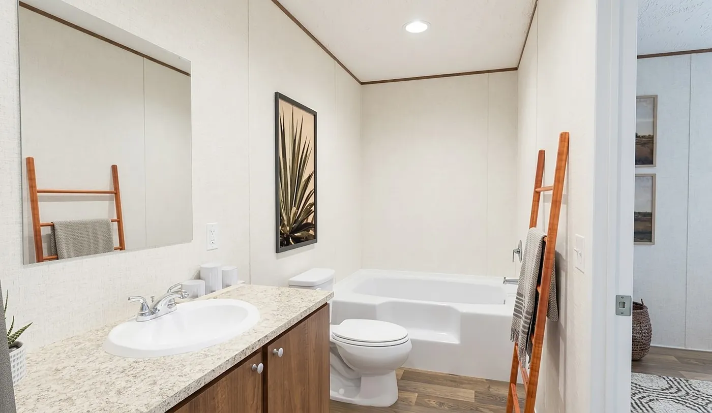 The ASPEN Primary Bathroom. This Manufactured Mobile Home features 3 bedrooms and 2 baths.